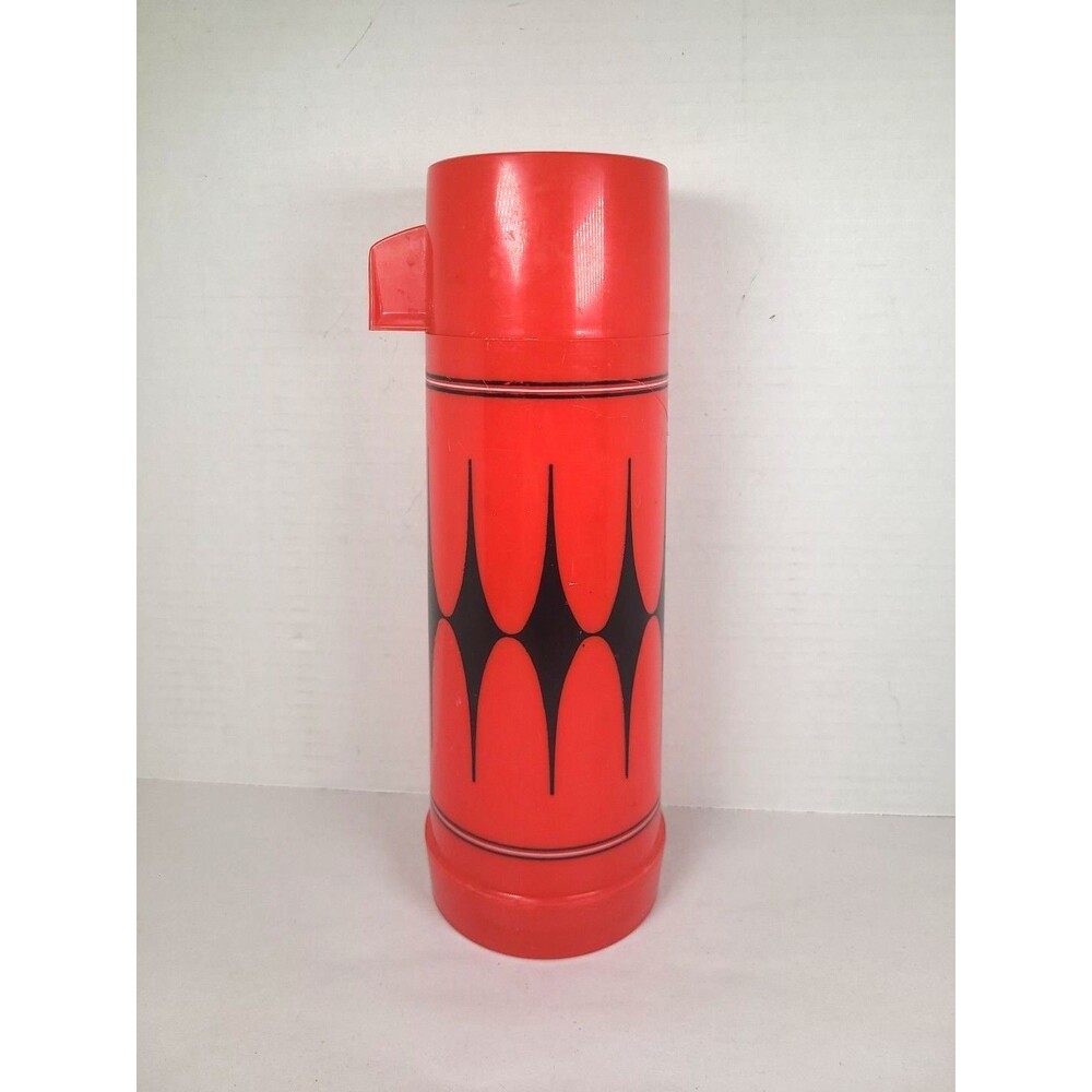 Vintage Aladdin's Vanguard No. 23C Pint Thermos Red & Black Diamond Complete